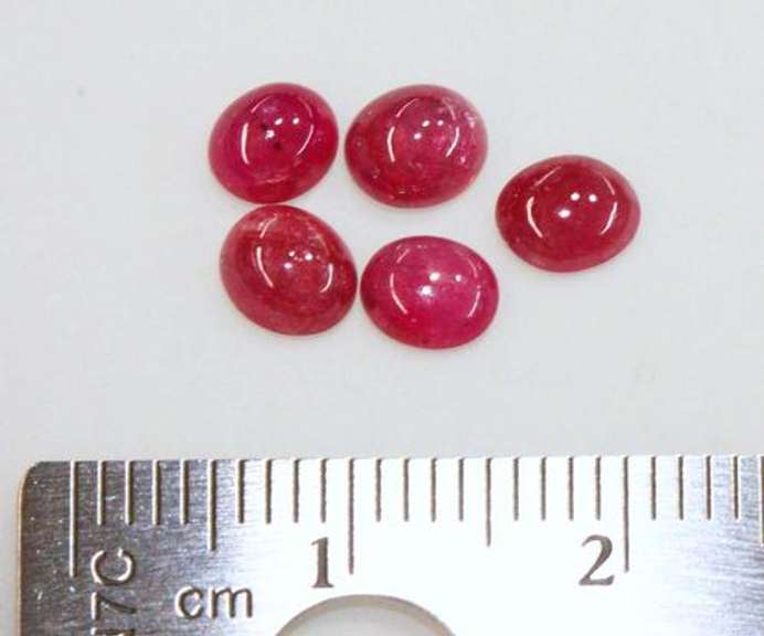 Bright Natural Ruby Cabochons - Lot of 5