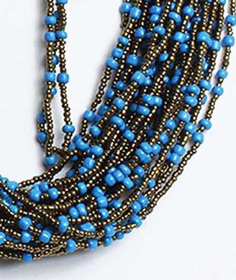 Splendid Blue & Gold Tone Beaded Necklace & Earrings
