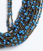 Splendid Blue & Gold Tone Beaded Necklace & Earrings