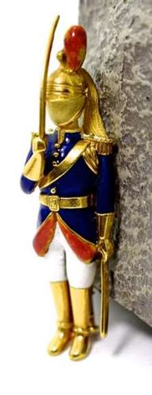 Incredible 18K Enamelled Palace Guard Brooch