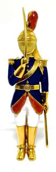 Incredible 18K Enamelled Palace Guard Brooch