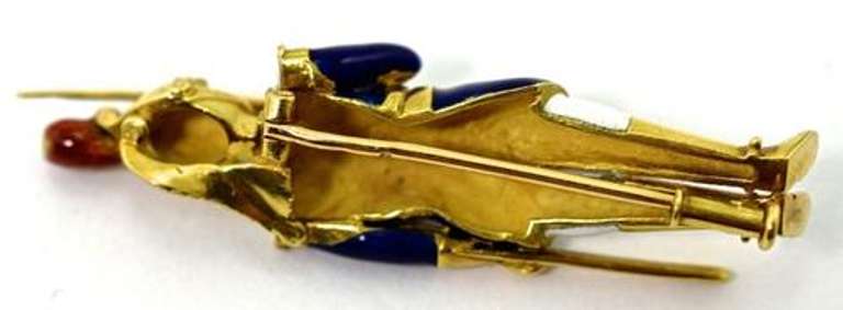Incredible 18K Enamelled Palace Guard Brooch