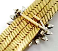 Heavy 18K Bracelet w/ Ruby & Diamond Flower Attachment