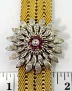 Heavy 18K Bracelet w/ Ruby & Diamond Flower Attachment