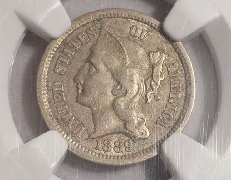 Scarce 1889 3 Cent Nickel  NGC AU 55
