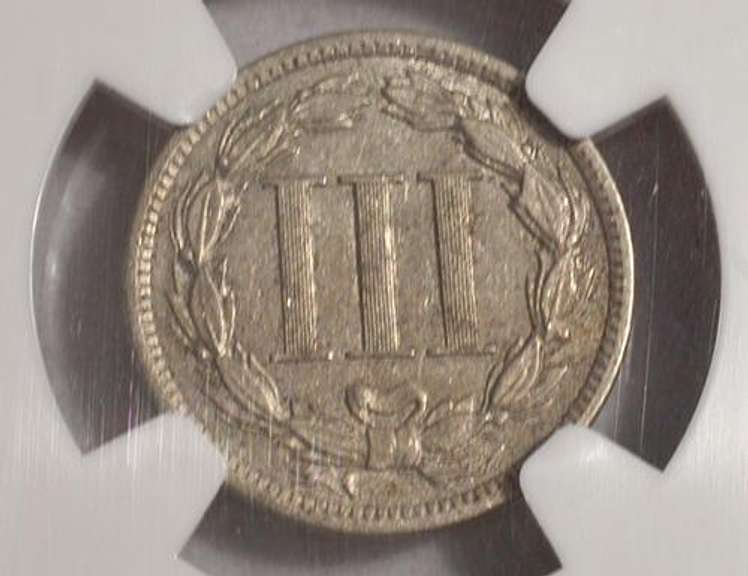 Scarce 1889 3 Cent Nickel  NGC AU 55