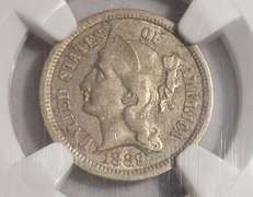 Scarce 1889 3 Cent Nickel  NGC AU 55