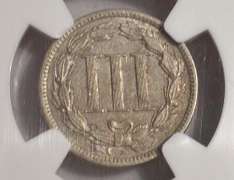 Scarce 1889 3 Cent Nickel  NGC AU 55