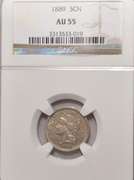 Scarce 1889 3 Cent Nickel  NGC AU 55