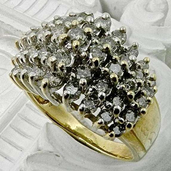Large Pyramid Style Diamond Cluster Ring