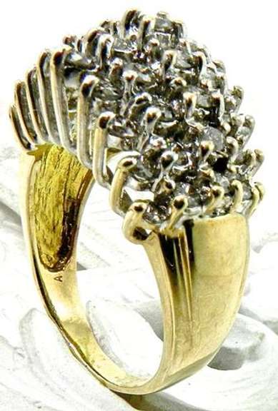 Large Pyramid Style Diamond Cluster Ring