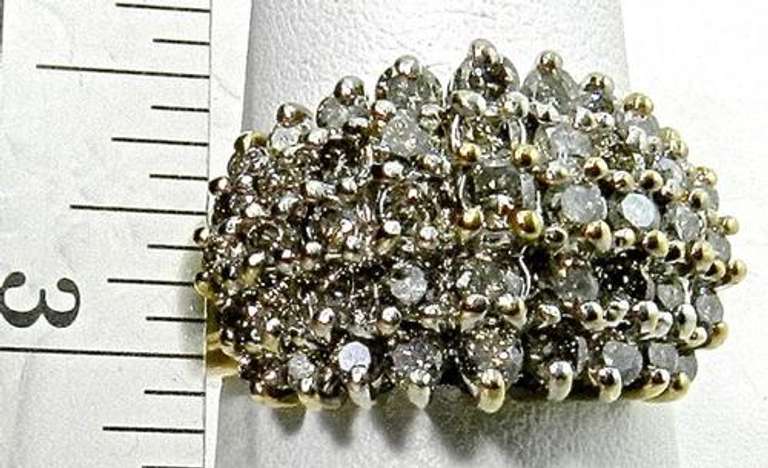 Large Pyramid Style Diamond Cluster Ring