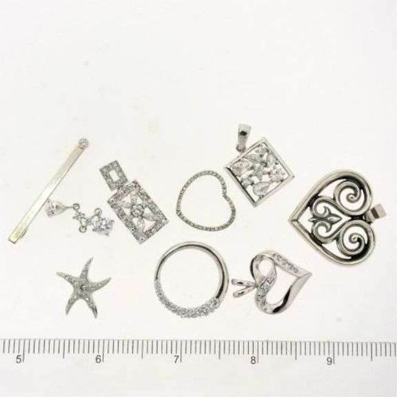 Nine Sterling Pendants most have CZ Accents