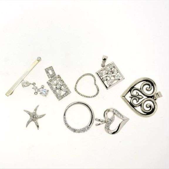 Nine Sterling Pendants most have CZ Accents