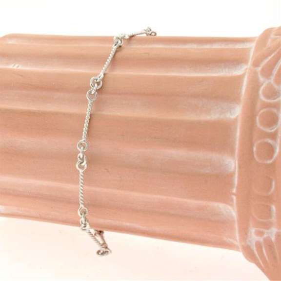 Fancy Twisted Bar Link White Gold Anklet