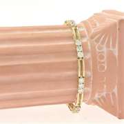 Yellow Gold Bar Link Bracelet with Crystal Accents