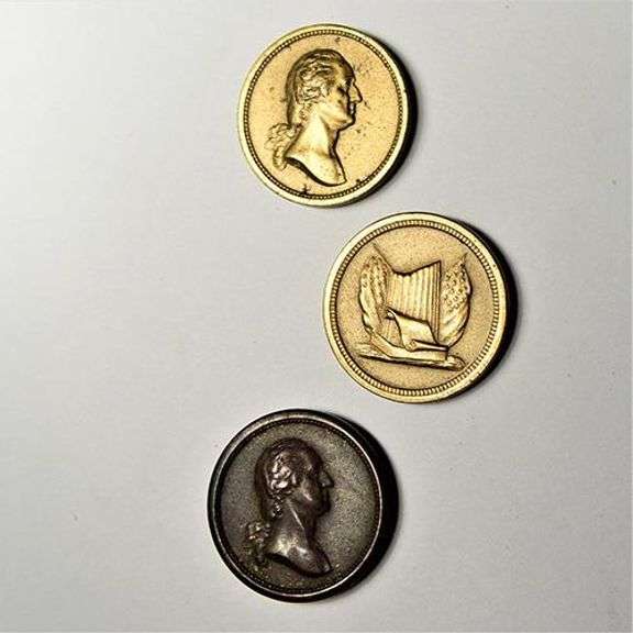 3 1876 Tokens With Wahington Grant or Lincoln