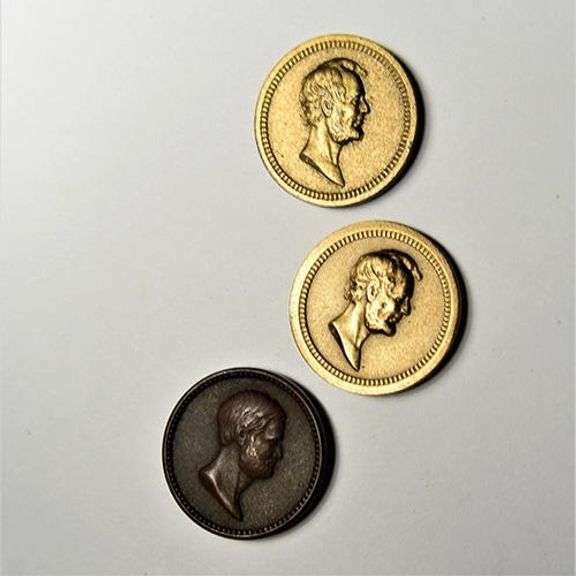 3 1876 Tokens With Wahington Grant or Lincoln