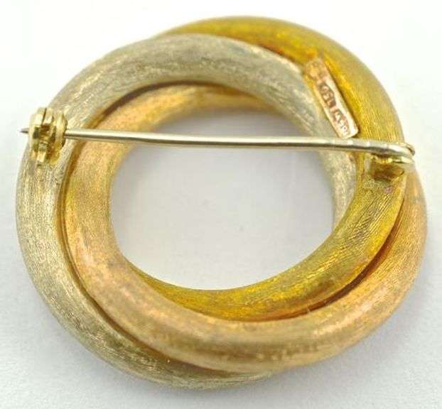 Beautiful 18K Multi-Color Infinity Brooch