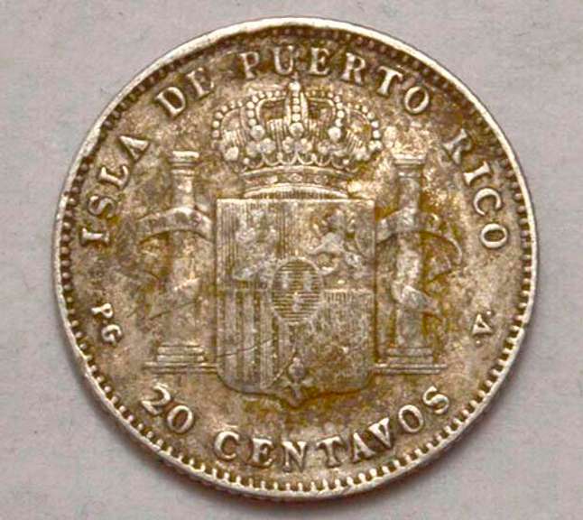 1895 20 Centavos Puerto Rico