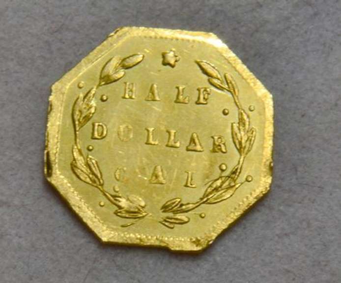1871-G/G  Octagonal California Gold 1/2 $ Gold, Rare Choice BU