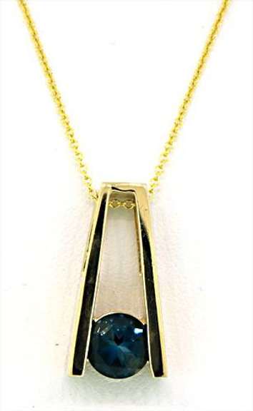Contemporary Style London Blue Topaz Pendant Necklace