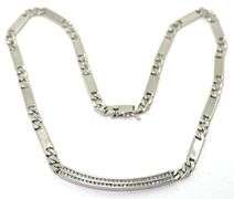 14K White Gold Necklace With Diamond Center