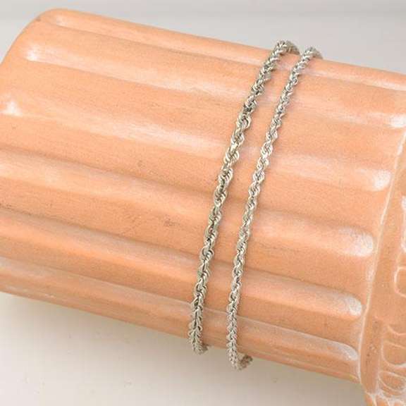 A Pair of 7 inch White Gold Rope Bracelets, 14k