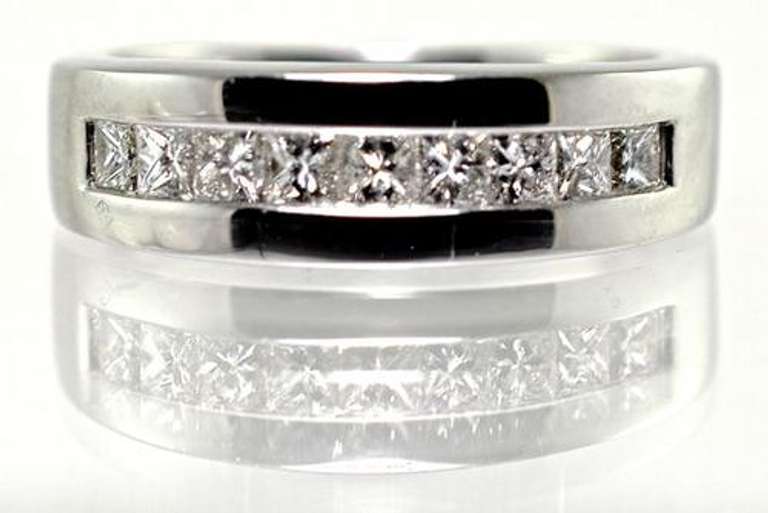 Unisex 14K Princess Cut Diamond Band