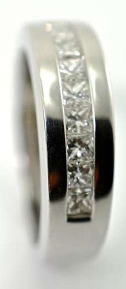 Unisex 14K Princess Cut Diamond Band