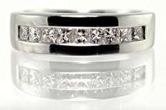 Unisex 14K Princess Cut Diamond Band