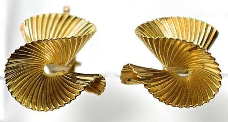 Sculpted Dimensional Ribbon 14K Earrings