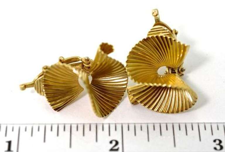 Sculpted Dimensional Ribbon 14K Earrings