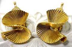 Sculpted Dimensional Ribbon 14K Earrings