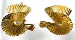 Sculpted Dimensional Ribbon 14K Earrings