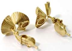 Sculpted Dimensional Ribbon 14K Earrings
