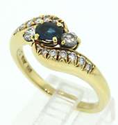 Graceful Blue Sapphire & Diamond Bypass Ring