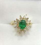 18kt Gold Emerald & 3 CTW Diamond Ring