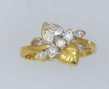 Custom Design Diamond Leaf Ring