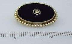 Vintage Black Onyx Pin with Beeded Pearls