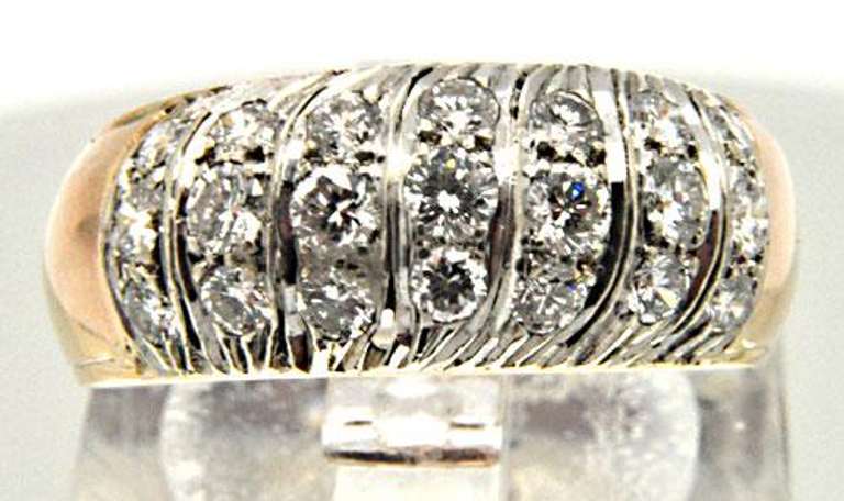 14K YELLOW AND WHITE GOLD LADIES DIAMOND BAND