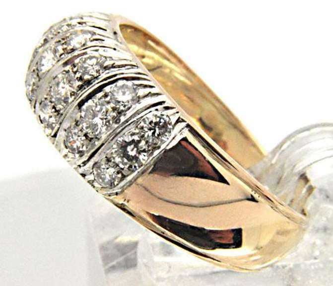 14K YELLOW AND WHITE GOLD LADIES DIAMOND BAND