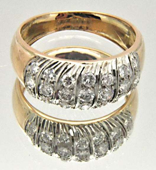14K YELLOW AND WHITE GOLD LADIES DIAMOND BAND