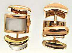 18K ROSE GOLD MEN'S CUFF LINKS WITH MOTHER OF PEARL
