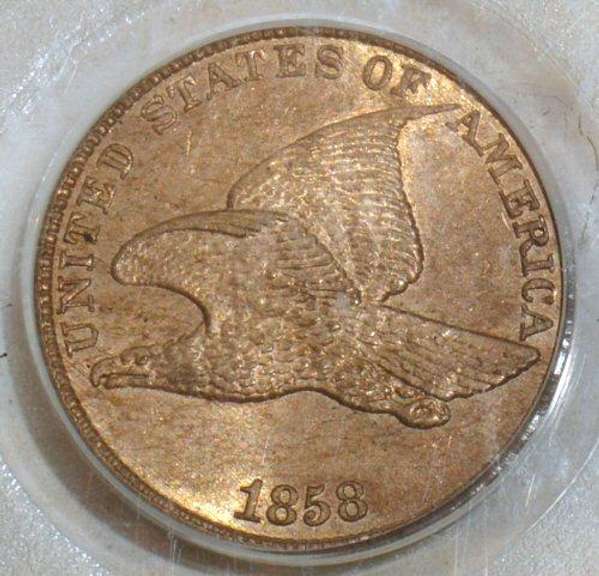 1858 LL Flying Eagle Cent. PCGS MS64. Eagle Eye PS
