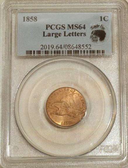1858 LL Flying Eagle Cent. PCGS MS64. Eagle Eye PS
