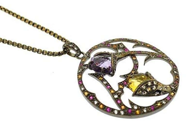Sterling Silver Multi Gemstone Necklace