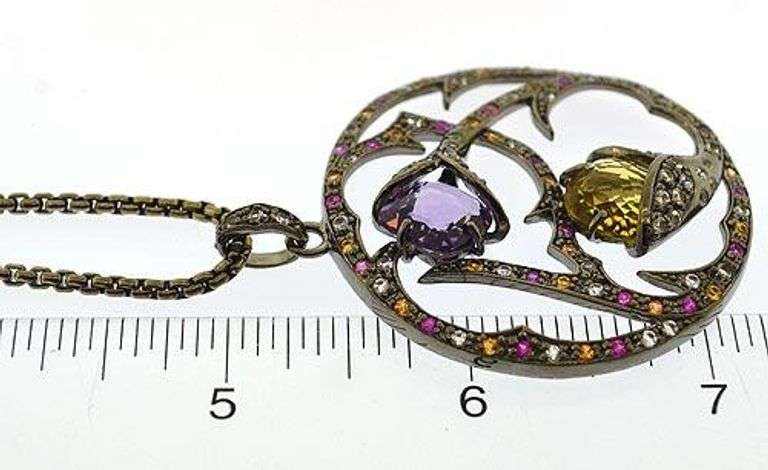 Sterling Silver Multi Gemstone Necklace