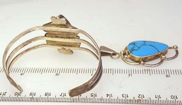 Matching Vintage Turquoise Cuff and Pendant