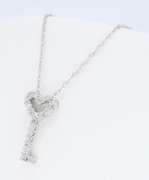 14K White Gold Diamond Heart Shaped Key Necklace